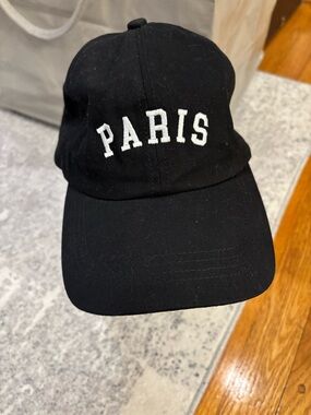 Black 'PARIS' Embroidered Baseball Cap